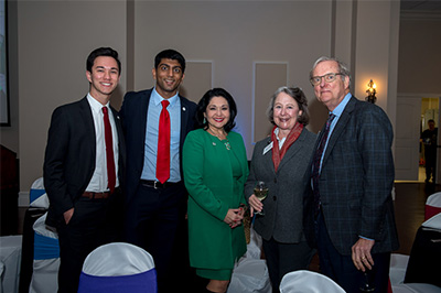 Andrew Teoh, center, the 2018-2019 University of Houston System student regent, with Mr. and Mrs. Kay Kerr Walker